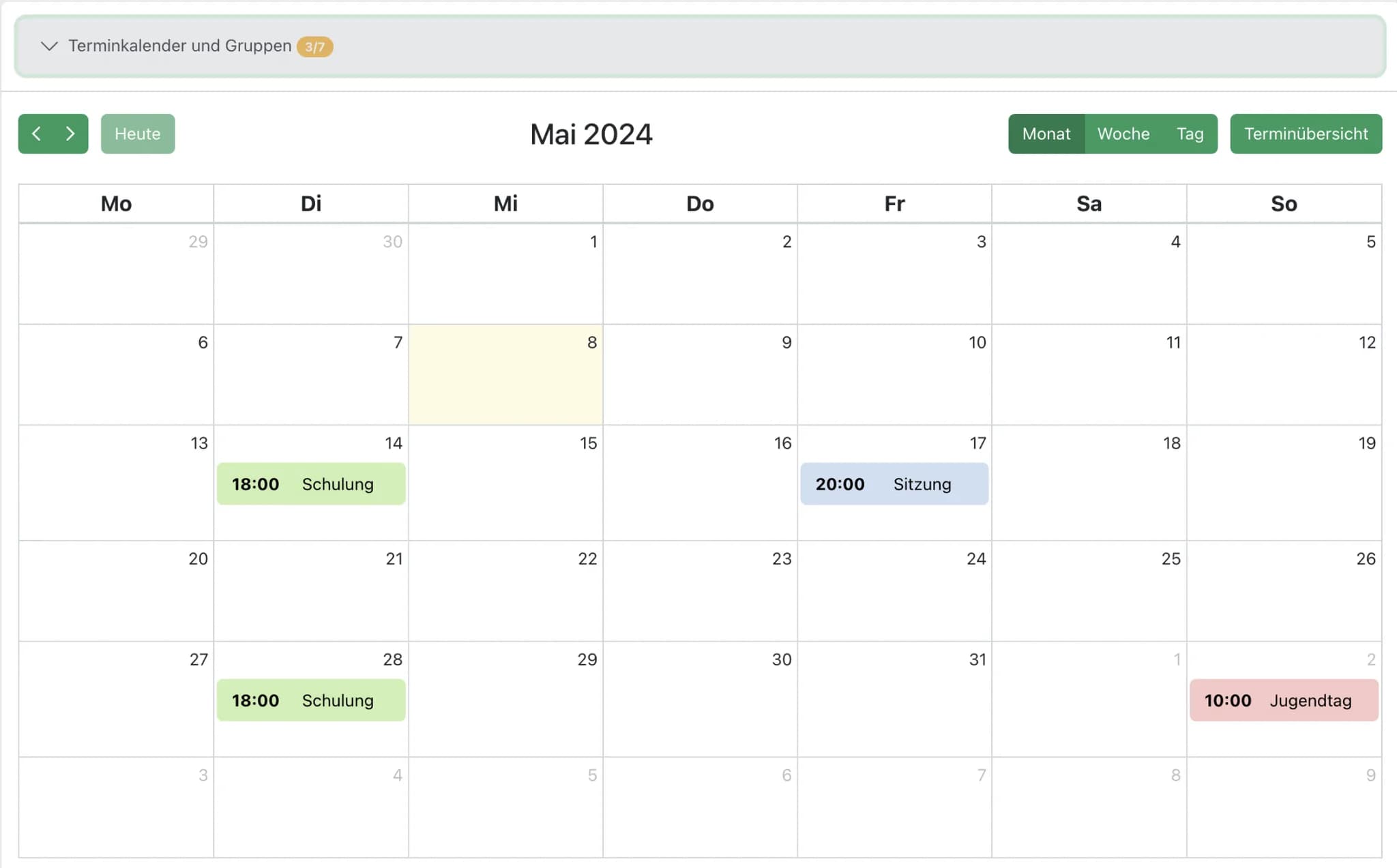 Screenshot Kalender